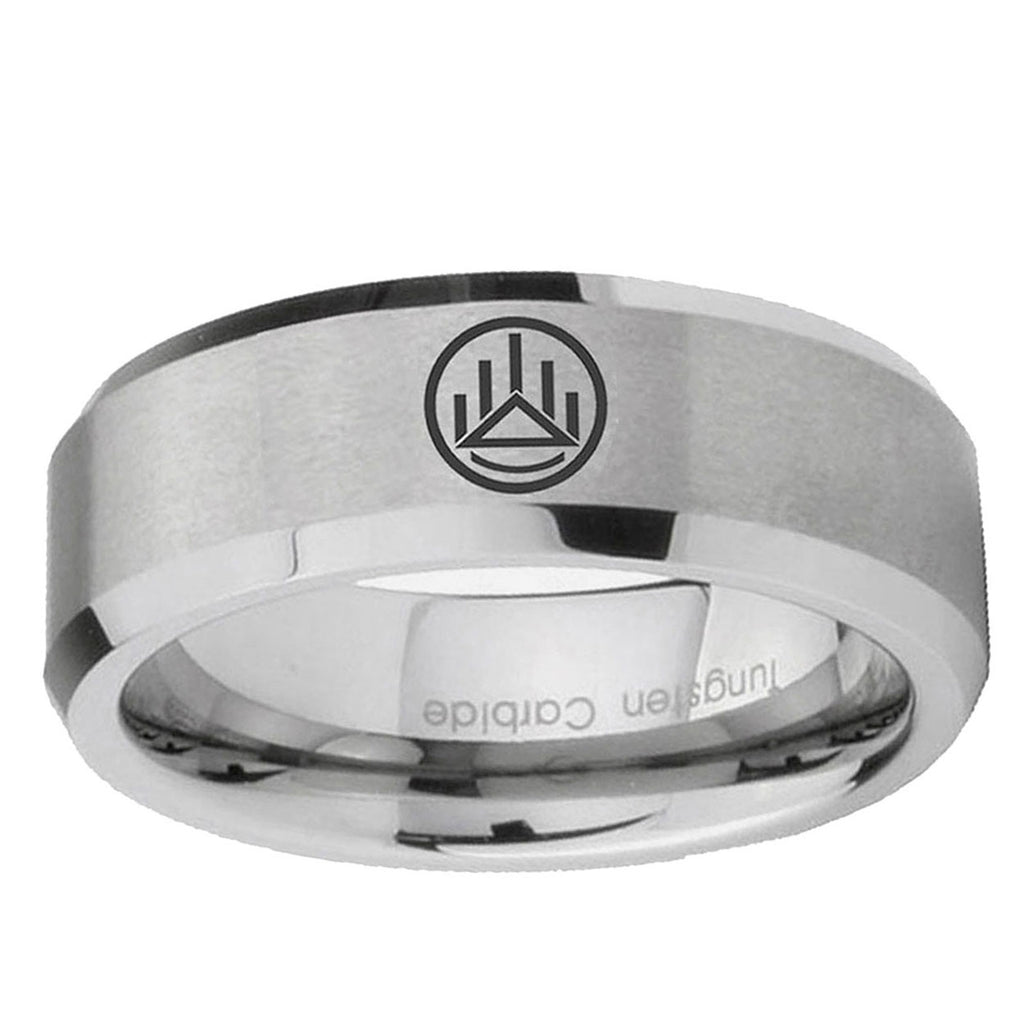 6MM Silver Lantern Beveled Brushed Gray Tungsten Wedding Band