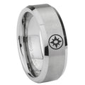 8MM Star Sapphire Lantern Beveled Brushed Gray Tungsten Wedding Band