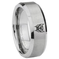 8MM Transformers Insignias Beveled Brushed Gray Tungsten Wedding Band