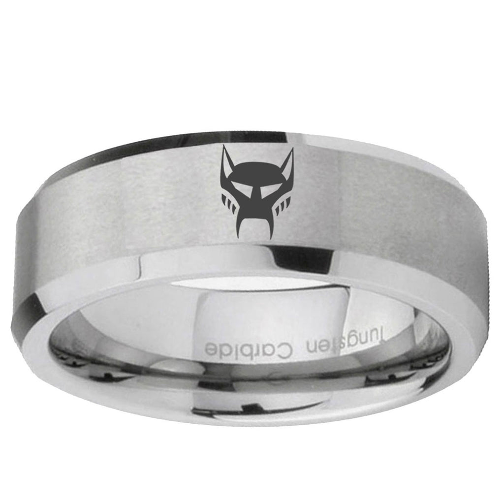 6MM Transformers Maximal Beveled Brushed Gray Tungsten Wedding Band