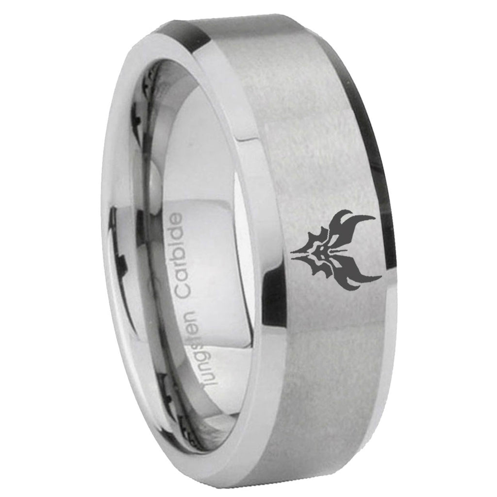 8MM Transformers Shatterback Beveled Brushed Gray Tungsten Wedding Band