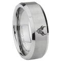 8MM Transformers Shatterback Beveled Brushed Gray Tungsten Wedding Band