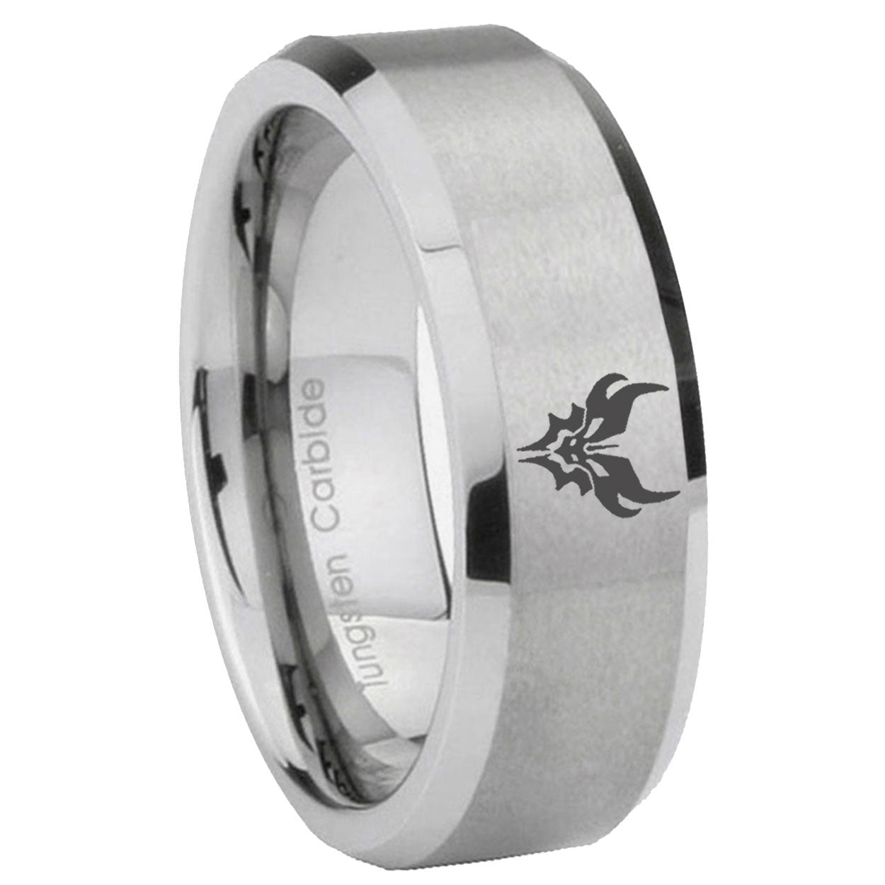 8MM Transformers Shatterback Beveled Brushed Gray Tungsten Wedding Band