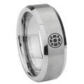 8MM Gold Lantern Beveled Brushed Gray Tungsten Wedding Band