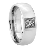 8mm-Dome-Silver-Tungsten-Floral-Initial-Letter-A,-Monogram-Rings