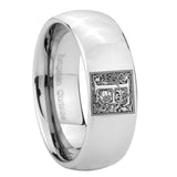 8mm-Dome-Silver-Tungsten-Floral-Initial-Letter-F,-Monogram-Rings