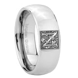 8mm-Dome-Silver-Tungsten-Floral-Initial-Letter-N,-Monogram-Rings