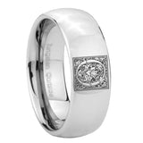 8mm-Dome-Silver-Tungsten-Floral-Initial-Letter-O,-Monogram-Rings