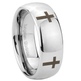 10mm-Crosses-Mirror-Dome-Tungsten-Carbide-Wedding-Engagement-Ring