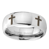 10mm-Crosses-Mirror-Dome-Tungsten-Carbide-Wedding-Engagement-Ring