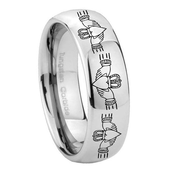 8mm-Irish-Claddagh-Mirror-Dome-Tungsten-Carbide-Anniversary-Ring