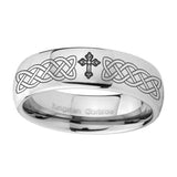 10mm-Celtic-Cross-Mirror-Dome-Tungsten-Carbide-Men's-Engagement-Ring