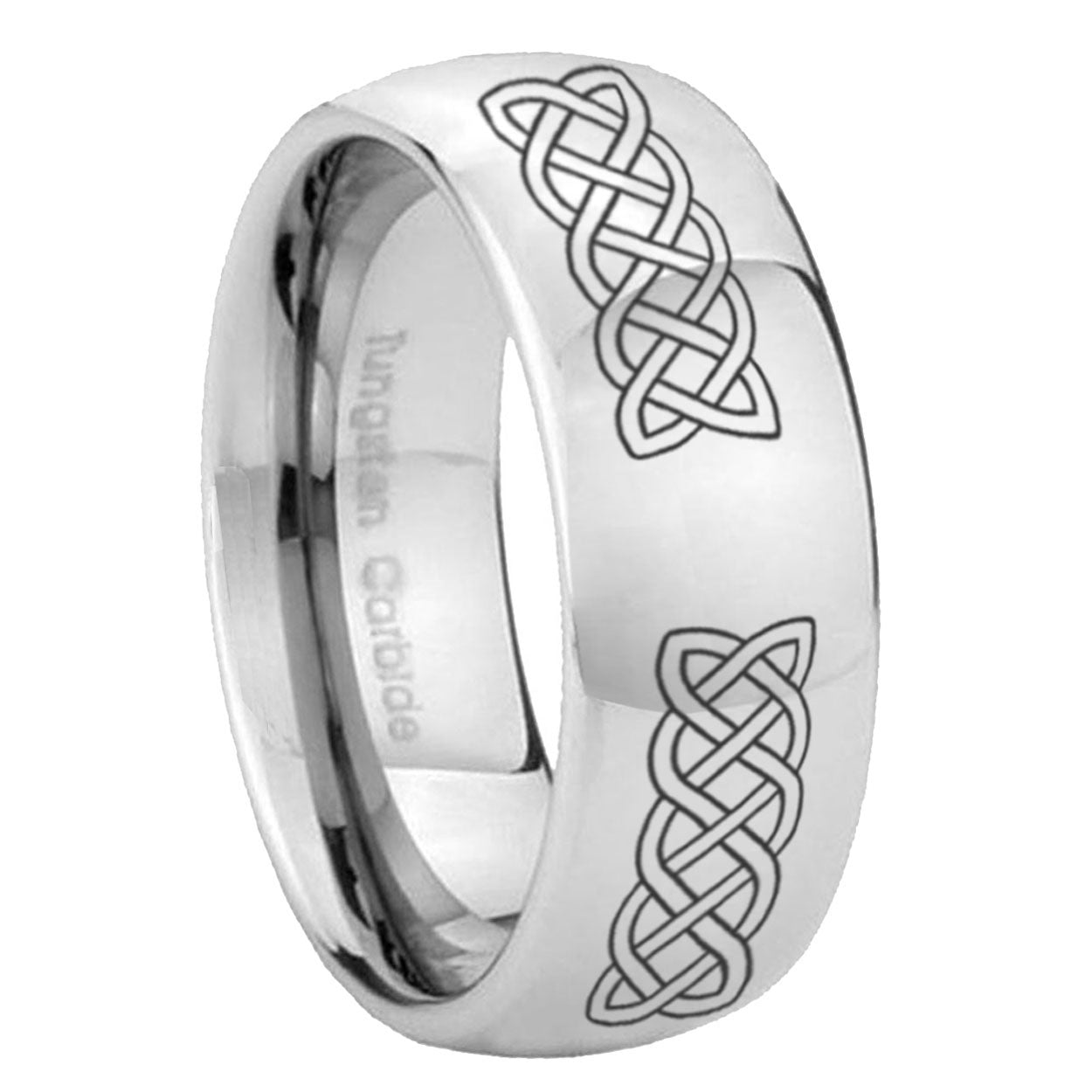 10mm Celtic Knot Mirror Dome Tungsten Carbide Mens Promise Ring