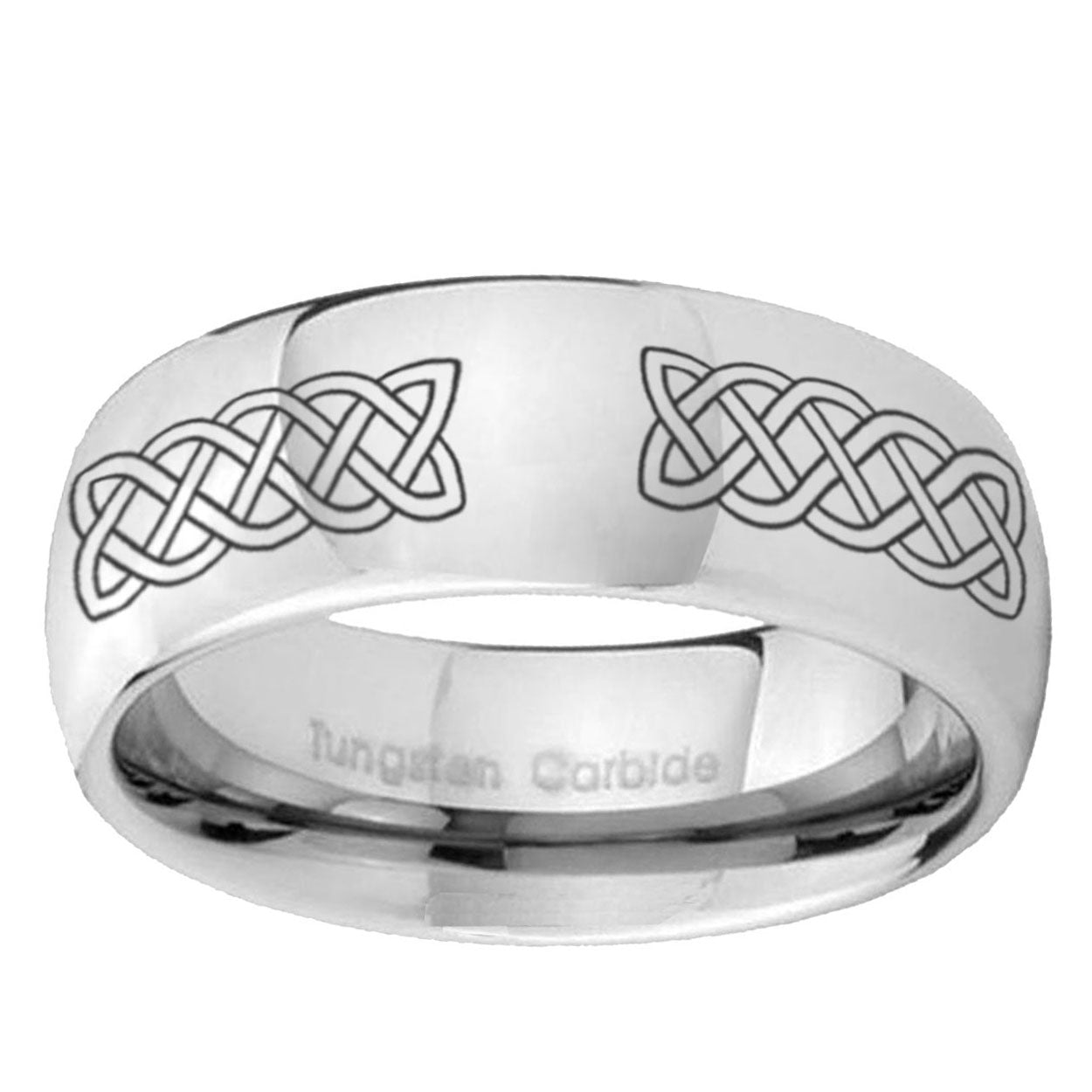 5MM Celtic knot Dome Polish Silver Tungsten Mens Wedding Rings