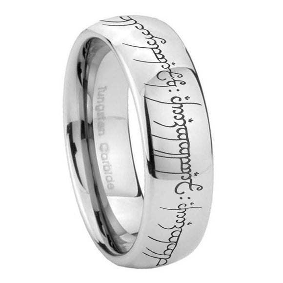 8mm Lord Of The Rings Dome Polish Silver Mens Wedding Rings Tungsten