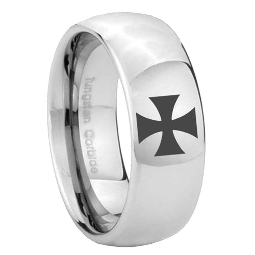 10mm Maltese Cross Mirror Dome Tungsten Carbide Men's Wedding Ring