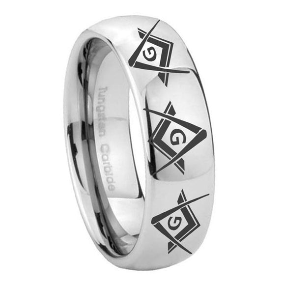 8mm-Master-Mason-Masonic--Mirror-Dome-Tungsten-Carbide-Mens-Anniversary-Ring