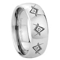 8MM Master Mason Masonic Dome Polish Silver Tungsten Ring For Man
