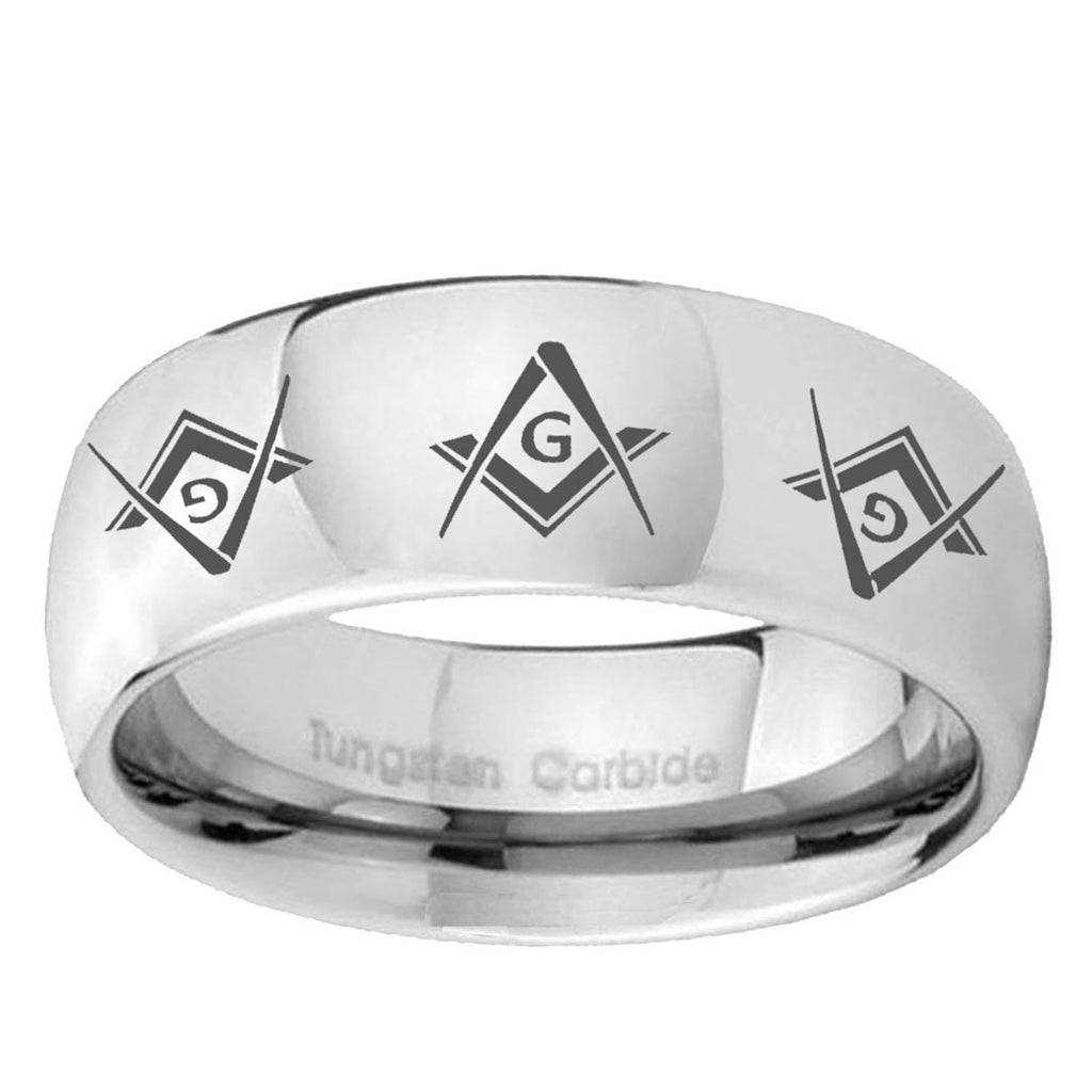 5MM Master Mason Masonic Dome Polish Silver Tungsten Ring For Man