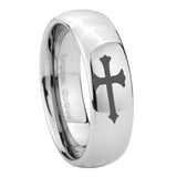10mm-Christian-Cross-Mirror-Dome-Tungsten-Carbide-Mens-Ring-Engraved