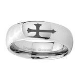 10mm-Christian-Cross-Mirror-Dome-Tungsten-Carbide-Mens-Ring-Engraved