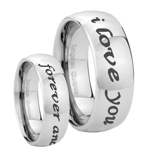 10mm I Love You Forever and ever Mirror Dome Tungsten Mens Ring Personalized