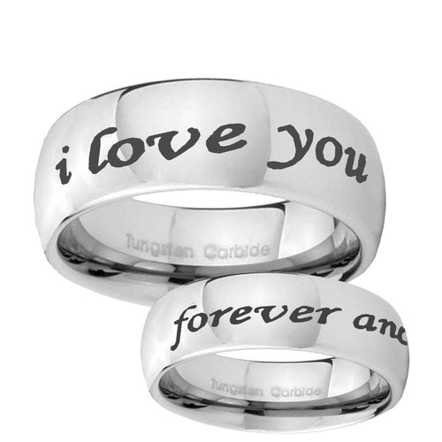 10mm I Love You Forever and ever Mirror Dome Tungsten Ring