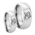 Kanji Love Mirror Dome Tungsten Mens Band Set