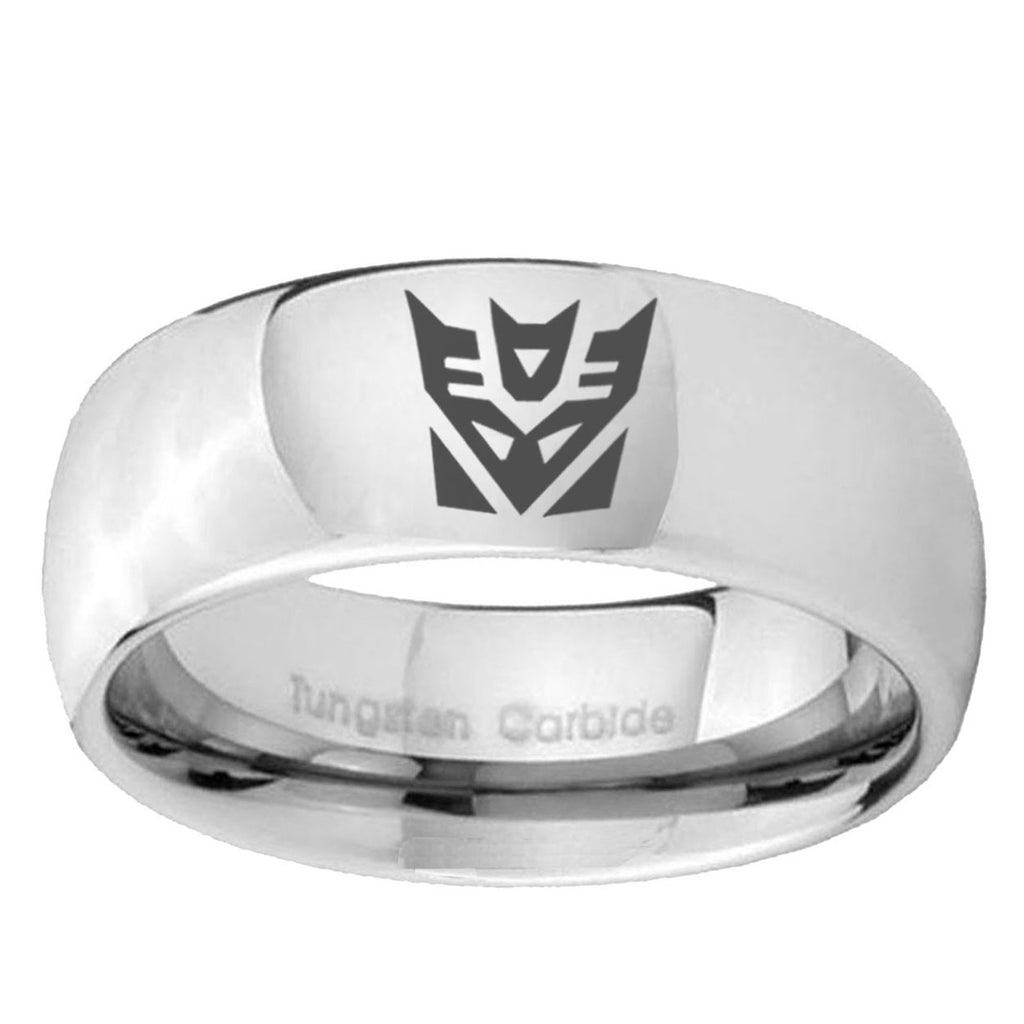 5MM Decepticon Transformers Dome Polish Silver Tungsten Promise Ring