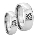 Decepticon Transformers Mirror Dome Tungsten Wedding Ring Sets