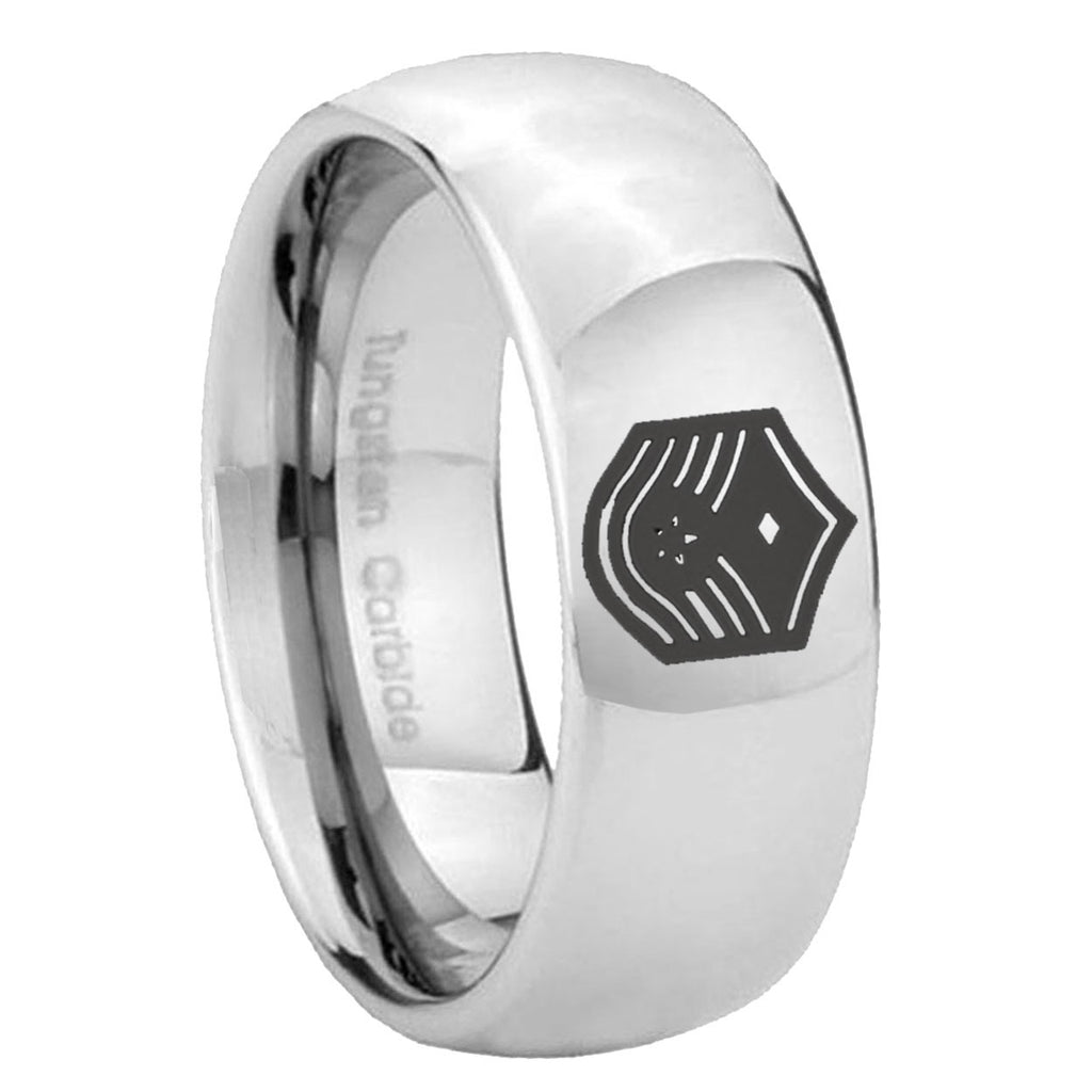 8MM Chief Master Sergeant Dome Polish Silver Tungsten Wedding Band