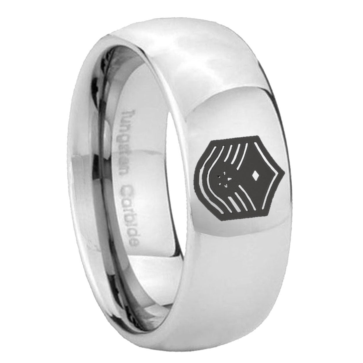 8MM Chief Master Sergeant Dome Polish Silver Tungsten Wedding Band