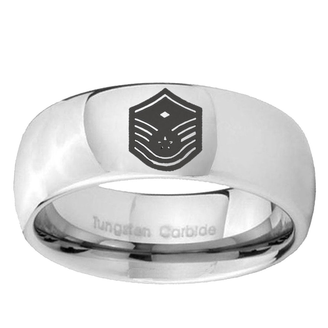 5MM Chief Master Sergeant Dome Polish Silver Tungsten Wedding Band