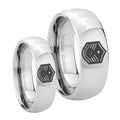 Chief Master Sergeant Vector Mirror Dome Tungsten Wedding Ring Set