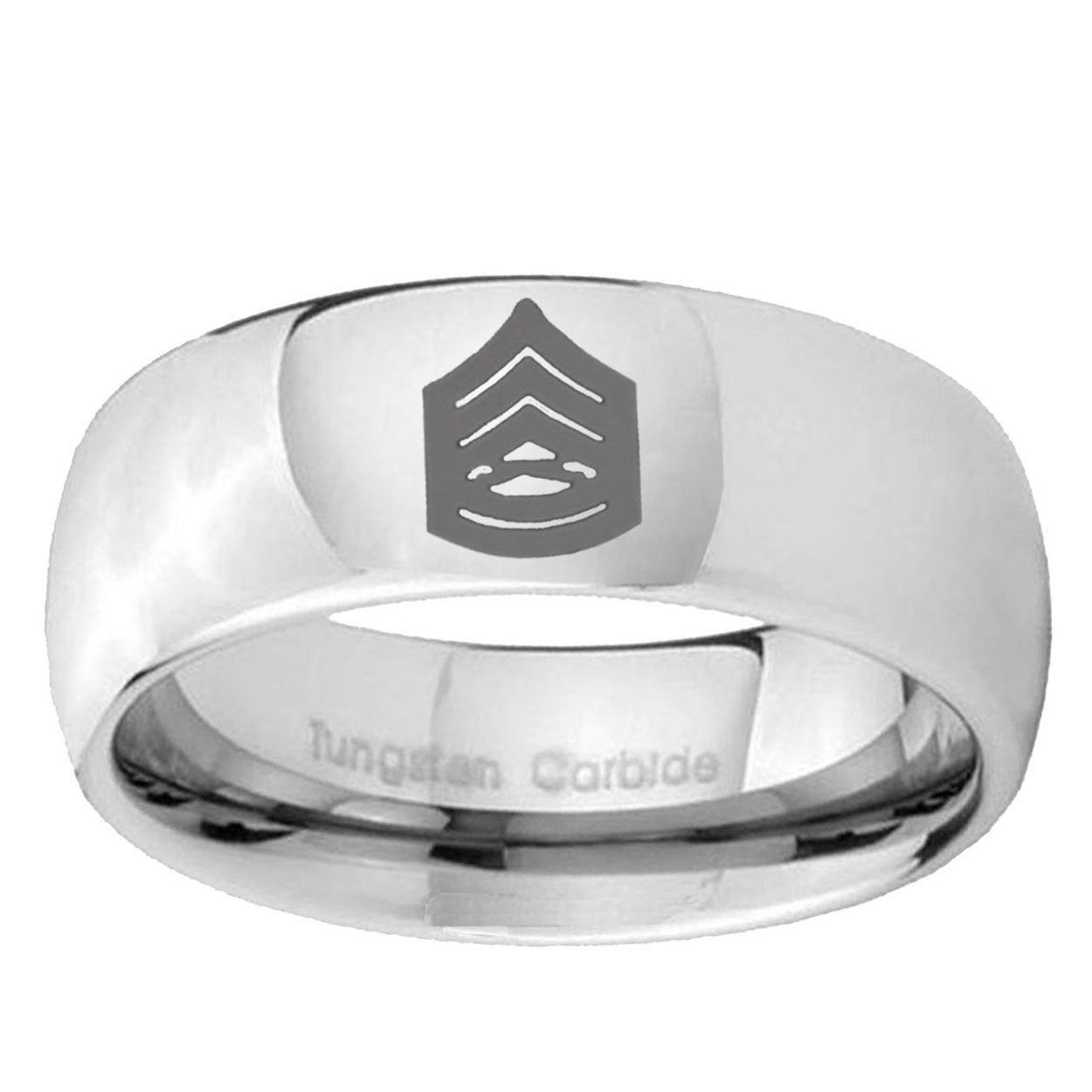5MM Army Sergeant Major Dome Polish Silver Tungsten Promise Ring