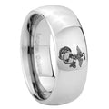 8MM Marine Dome Polish Silver Tungsten Ring For Him