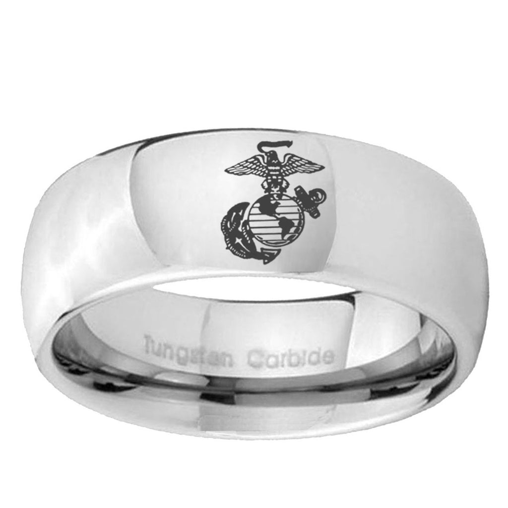 5MM Marine Dome Polish Silver Tungsten Ring For Him