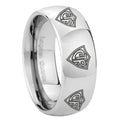8MM Multiple CTR Dome Polish Silver Tungsten Mens Casual Ring