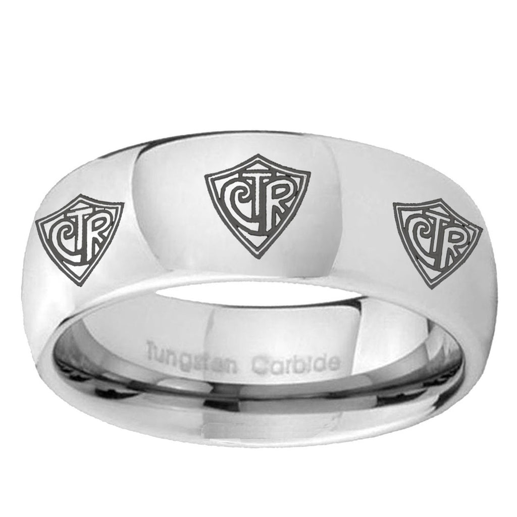 5MM Multiple CTR Dome Polish Silver Tungsten Mens Casual Ring