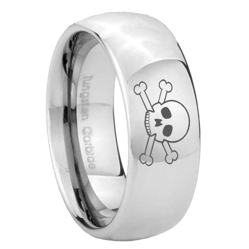 10mm Skull Mirror Dome Tungsten Carbide Men's Engagement Band
