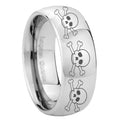 8MM Multiple Skull Dome Polish Silver Tungsten Comfort Fit Ring