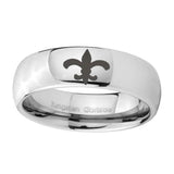 10mm-Fleur-De-Lis-Mirror-Dome-Tungsten-Carbide-Men's-Wedding-Ring