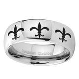 8mm-Multiple-Fleur-De-Lis-Mirror-Dome-Tungsten-Carbide-Men's-Wedding-Band