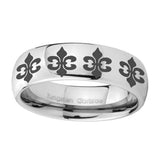 8mm-Multiple-Fleur-De-Lis-Mirror-Dome-Tungsten-Carbide-Men's-Engagement-Band