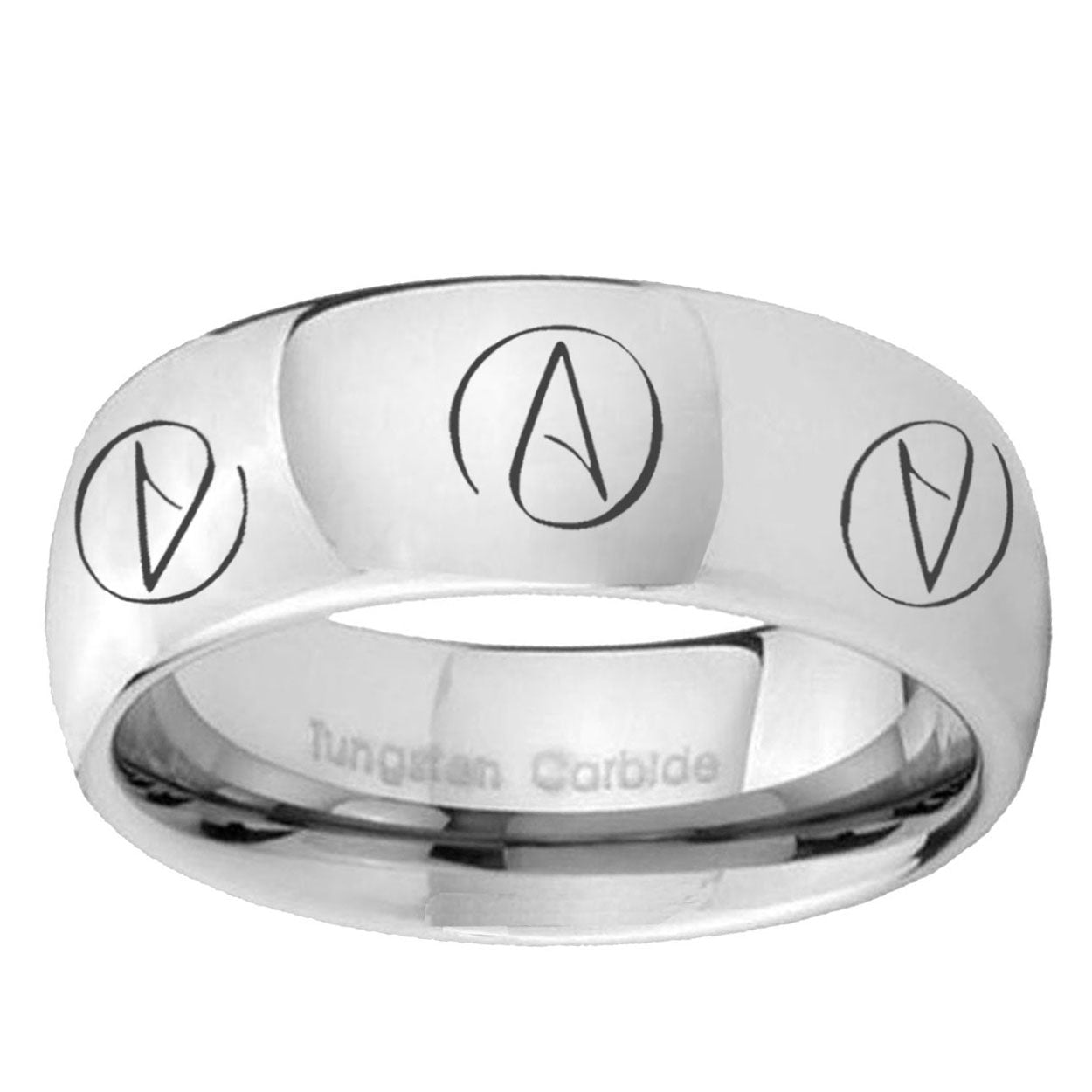 10mm Atheist Design Mirror Dome Tungsten Ring