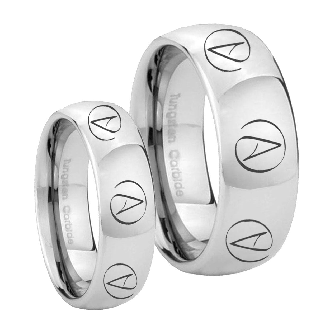 Atheist Design Mirror Dome Tungsten Mens Set Ring