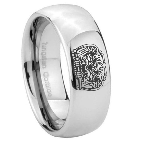 8mm-Masonic-32-Degree-Freemason-Mirror-Dome-Tungsten-Carbide-Mens-Ring-Personalized