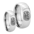 Masonic 32 Degree Freemason Mirror Dome Tungsten Couple Wedding Bands