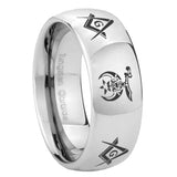 8mm Masonic Shriners Mirror Dome Tungsten Carbide Engraved Ring