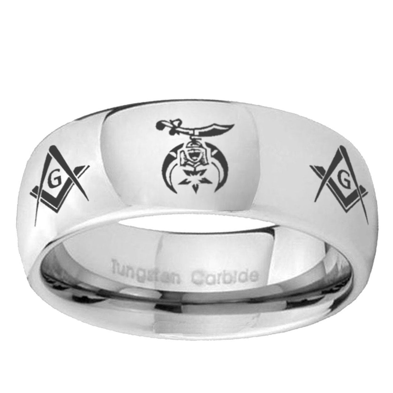 10mm Masonic Shriners Mirror Dome Tungsten Ring